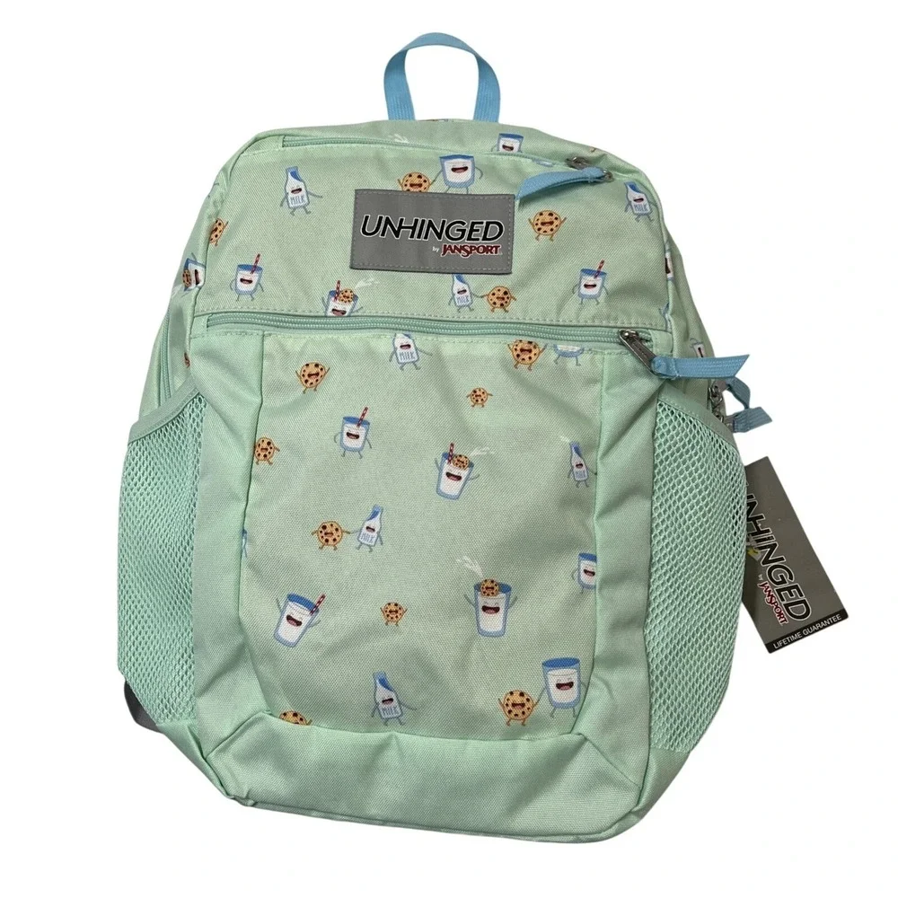 Jansport Unhinged Backpack Green‎ Cookies & Milk Tasker M/L Adjustable School